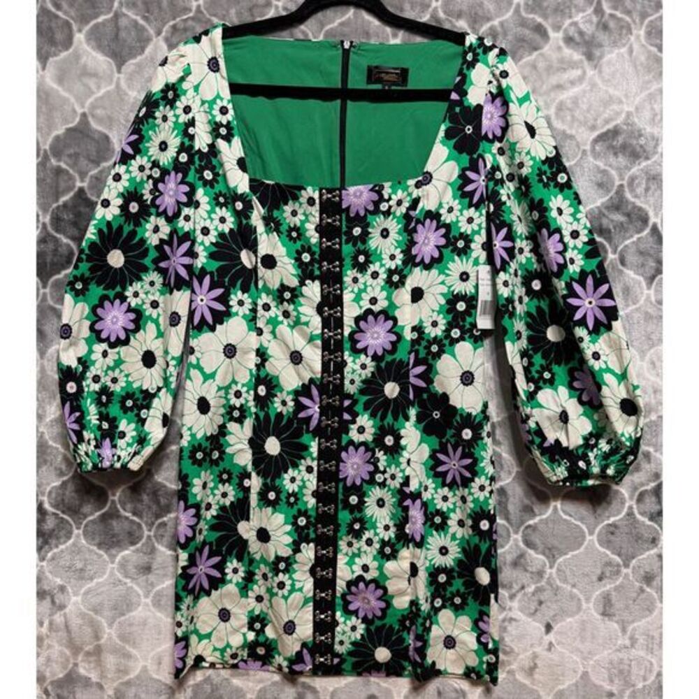 Alexia Admor Green and Purple Floral Mini Dress Sz 6